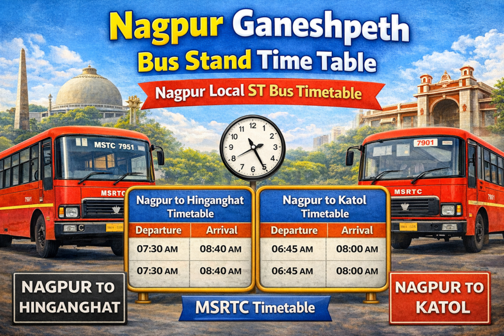 Nagpur Ganeshpeth Bus Stand Time Table | Nagpur Local ST Bus Timetable
