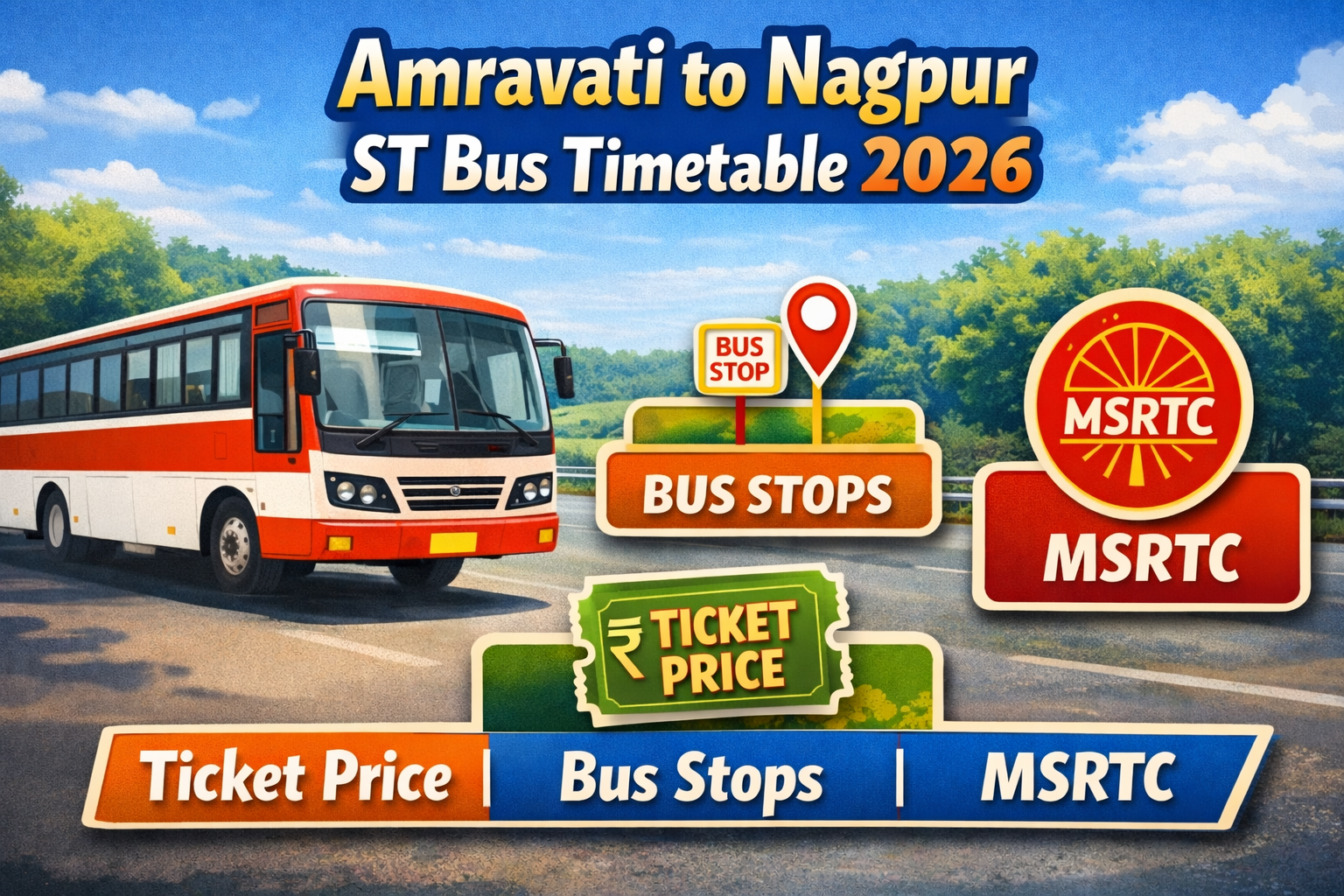 Amravati to Nagpur ST Bus Timetable 2026 Ticket Price | Bus Stops | MSRTC