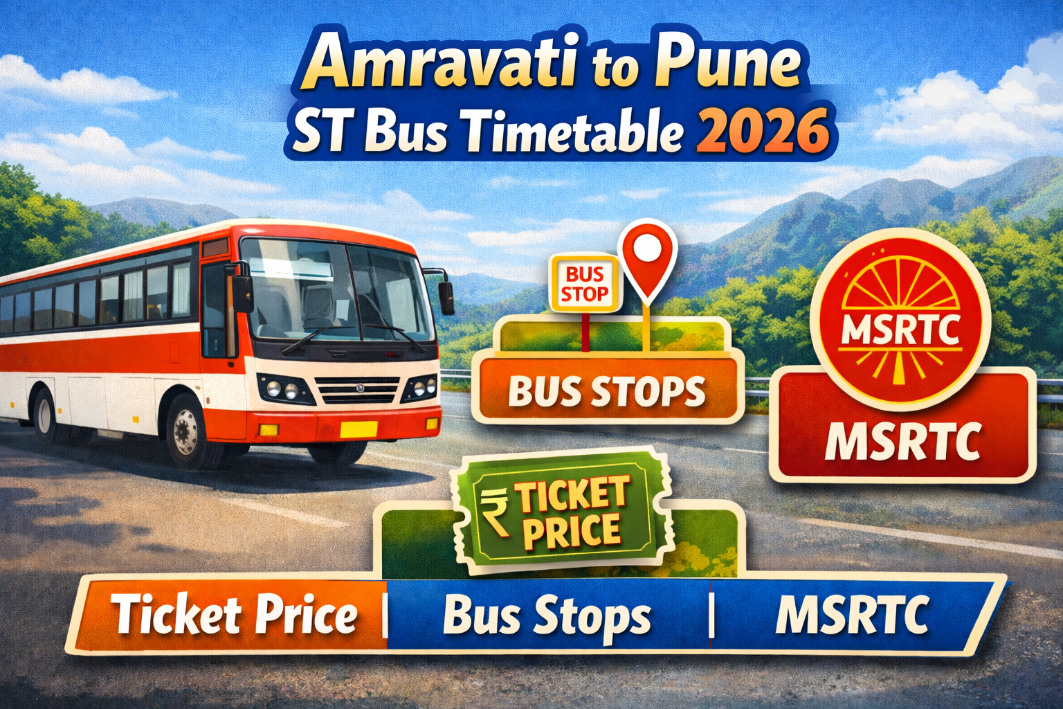 Amravati to Pune ST Bus Timetable 2026 Ticket Price | Bus Stops | MSRTC
