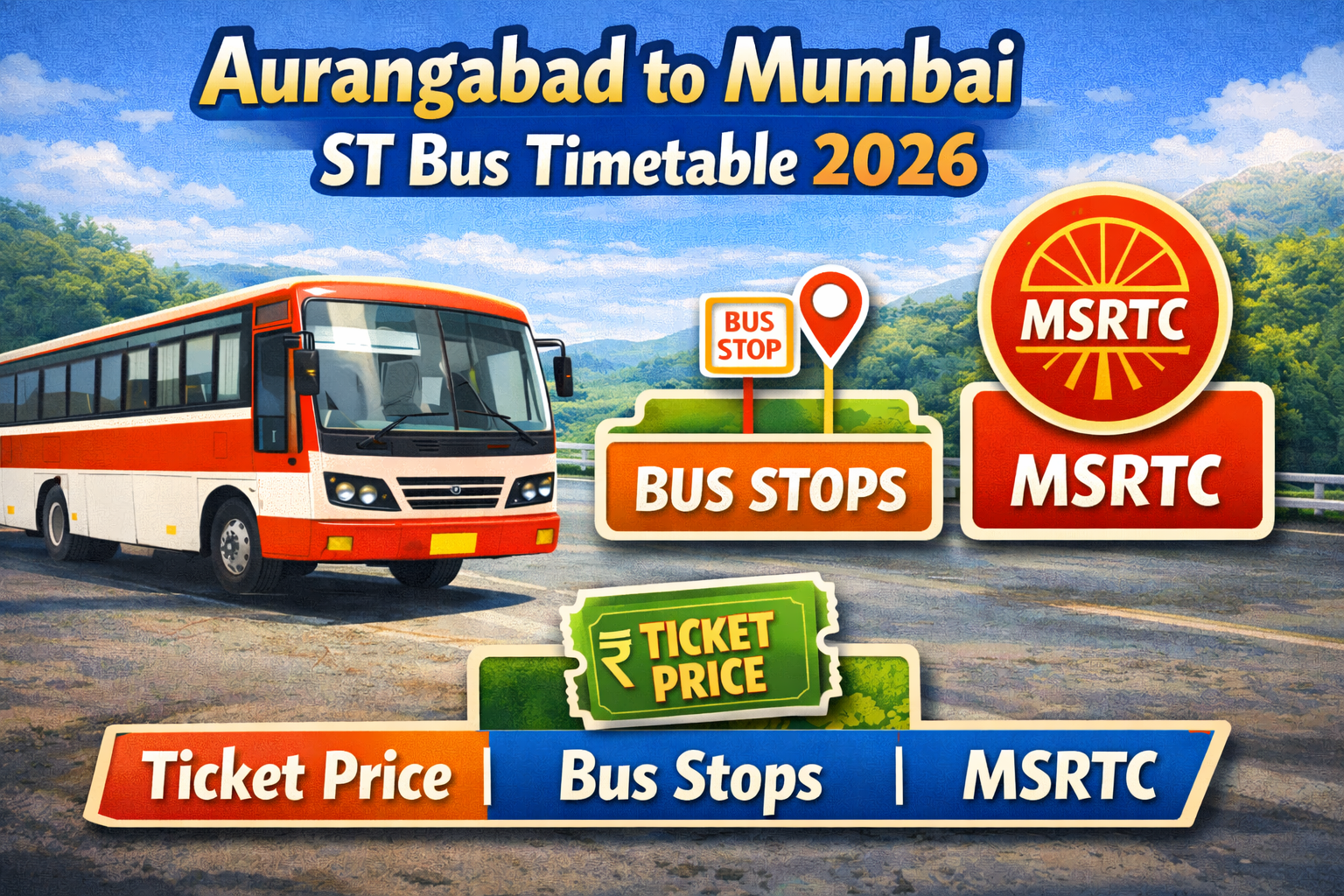 Aurangabad to Mumbai ST Bus Timetable 2026 Ticket Price | Bus Stops | MSRTC