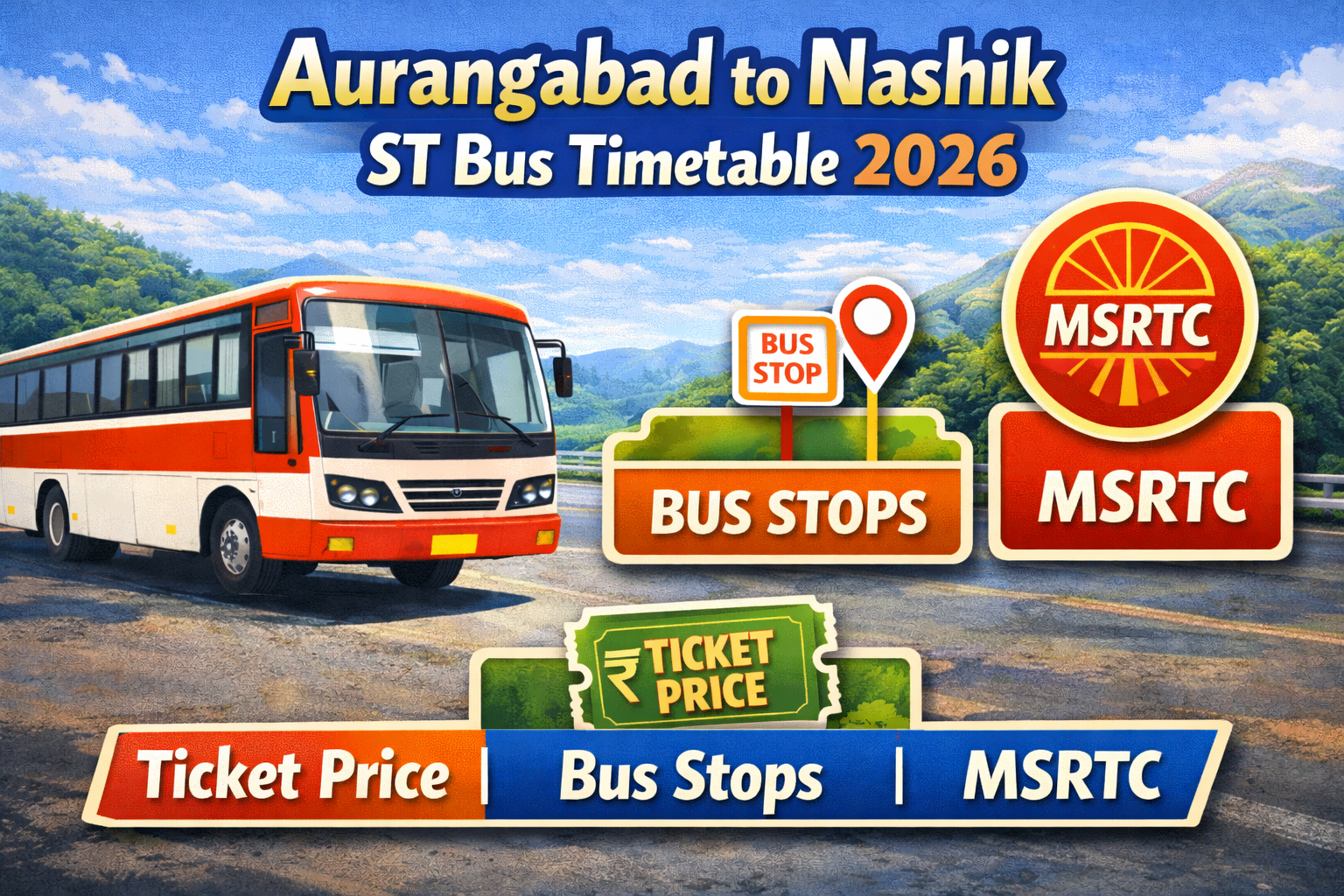 Aurangabad to Nashik ST Bus Timetable 2026 Ticket Price | Bus Stops | MSRTC