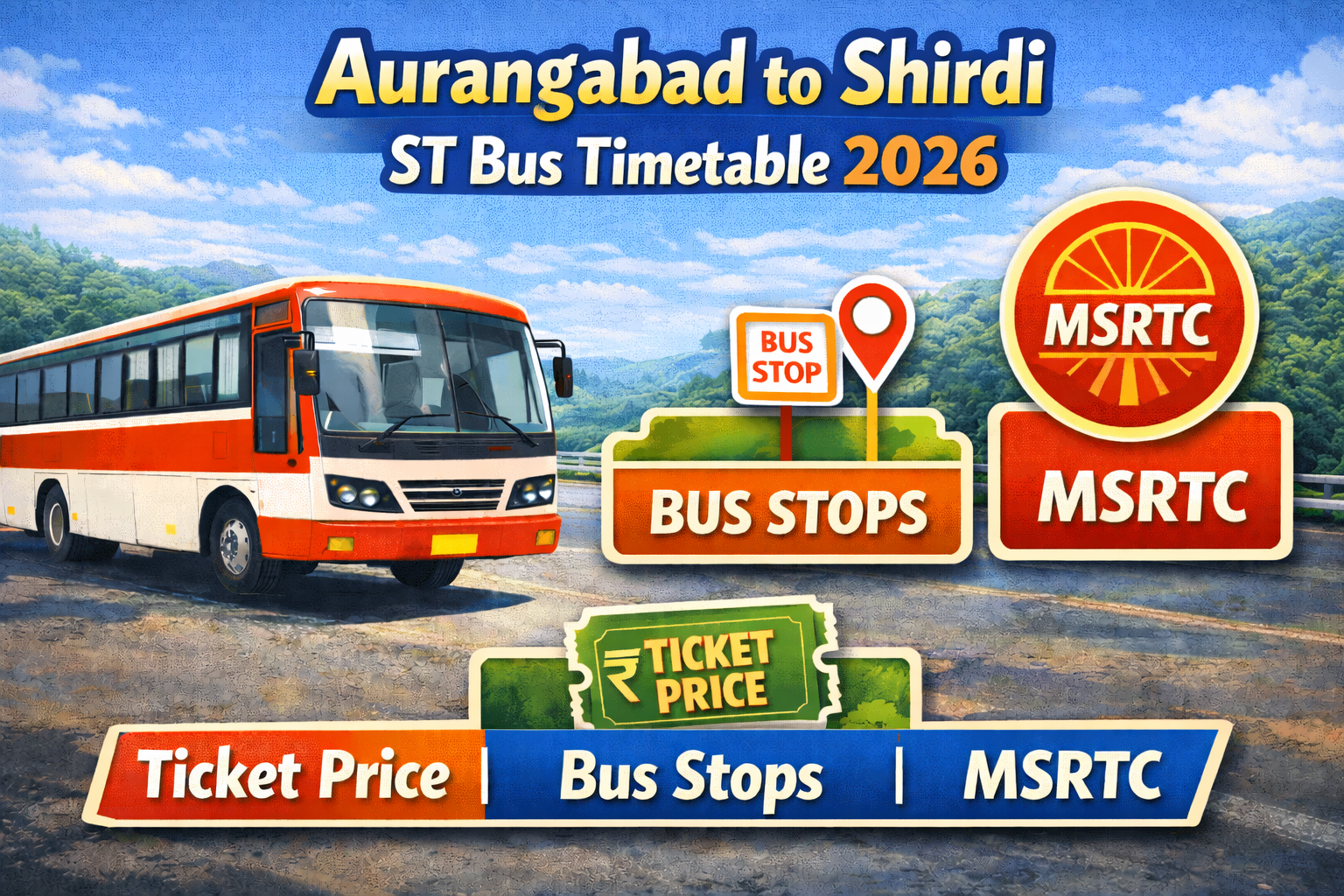 Aurangabad to Shirdi ST Bus Timetable 2026 Ticket Price | Bus Stops | MSRTC