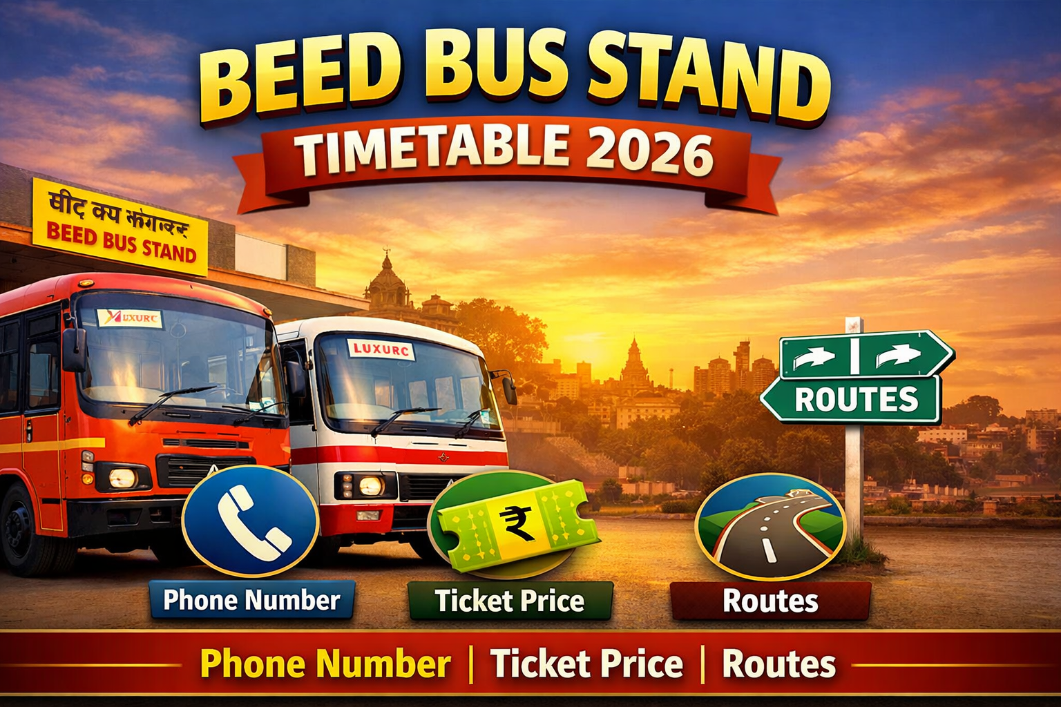 Beed Bus Stand Timetable 2026 Phone Number | Ticket Price | Routes