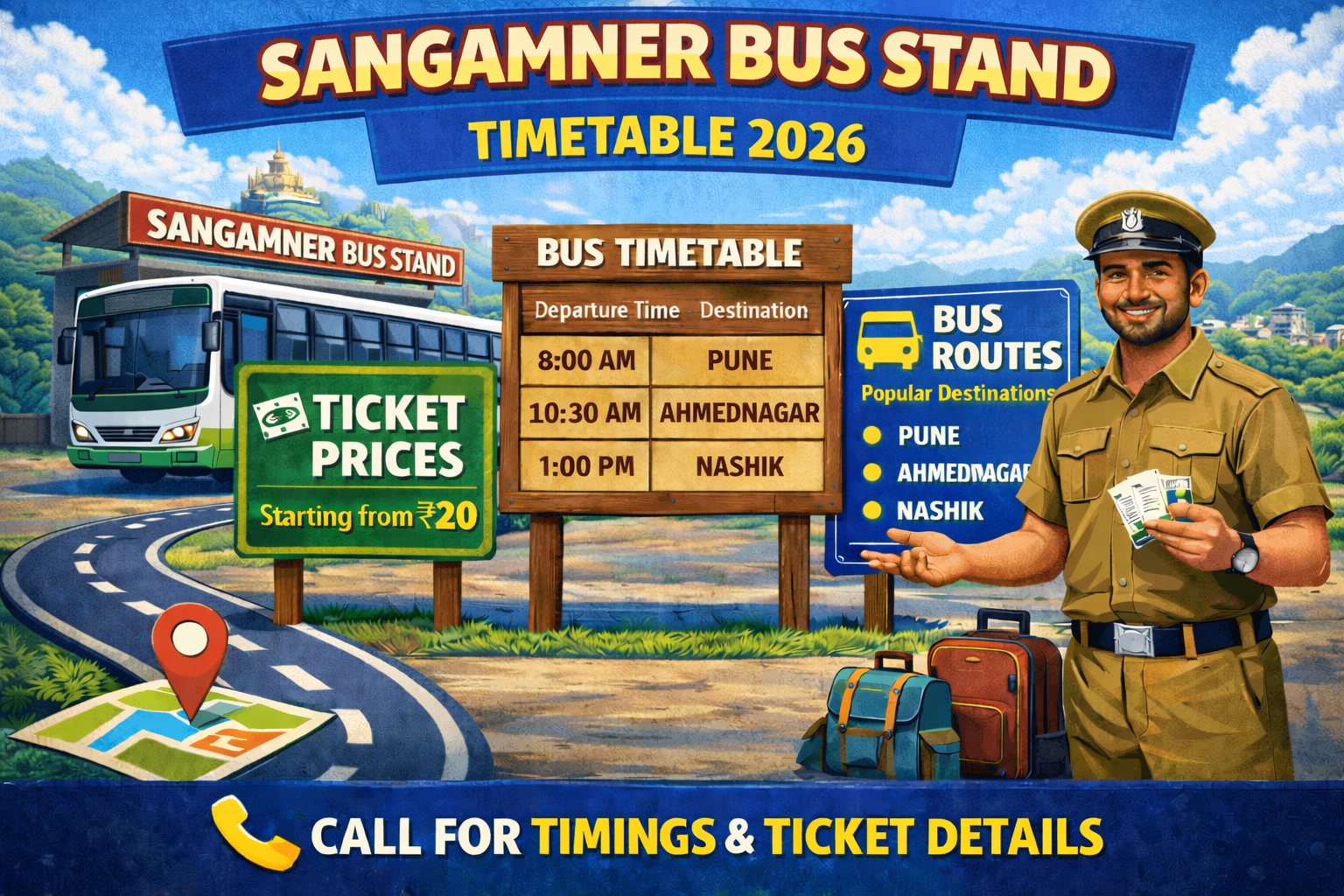 Sangamner Bus Stand Timetable 2026 Phone Number | Ticket Price | Routes
