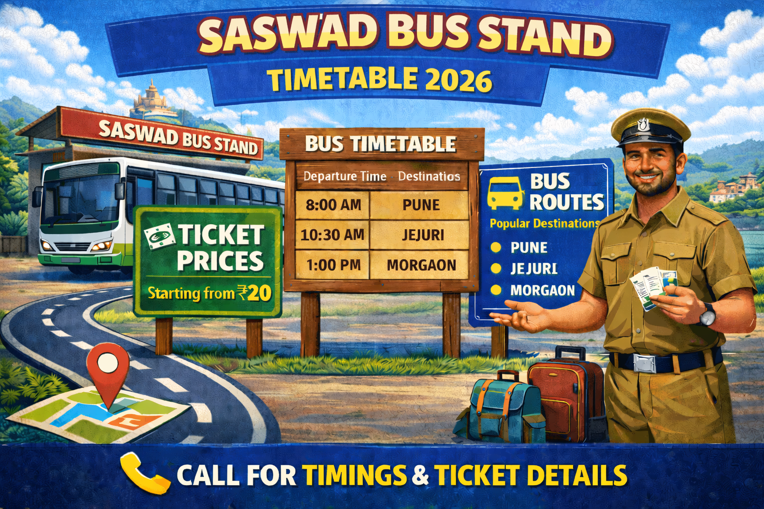 Saswad Bus Stand Timetable 2026 Phone Number | Ticket Price | Routes