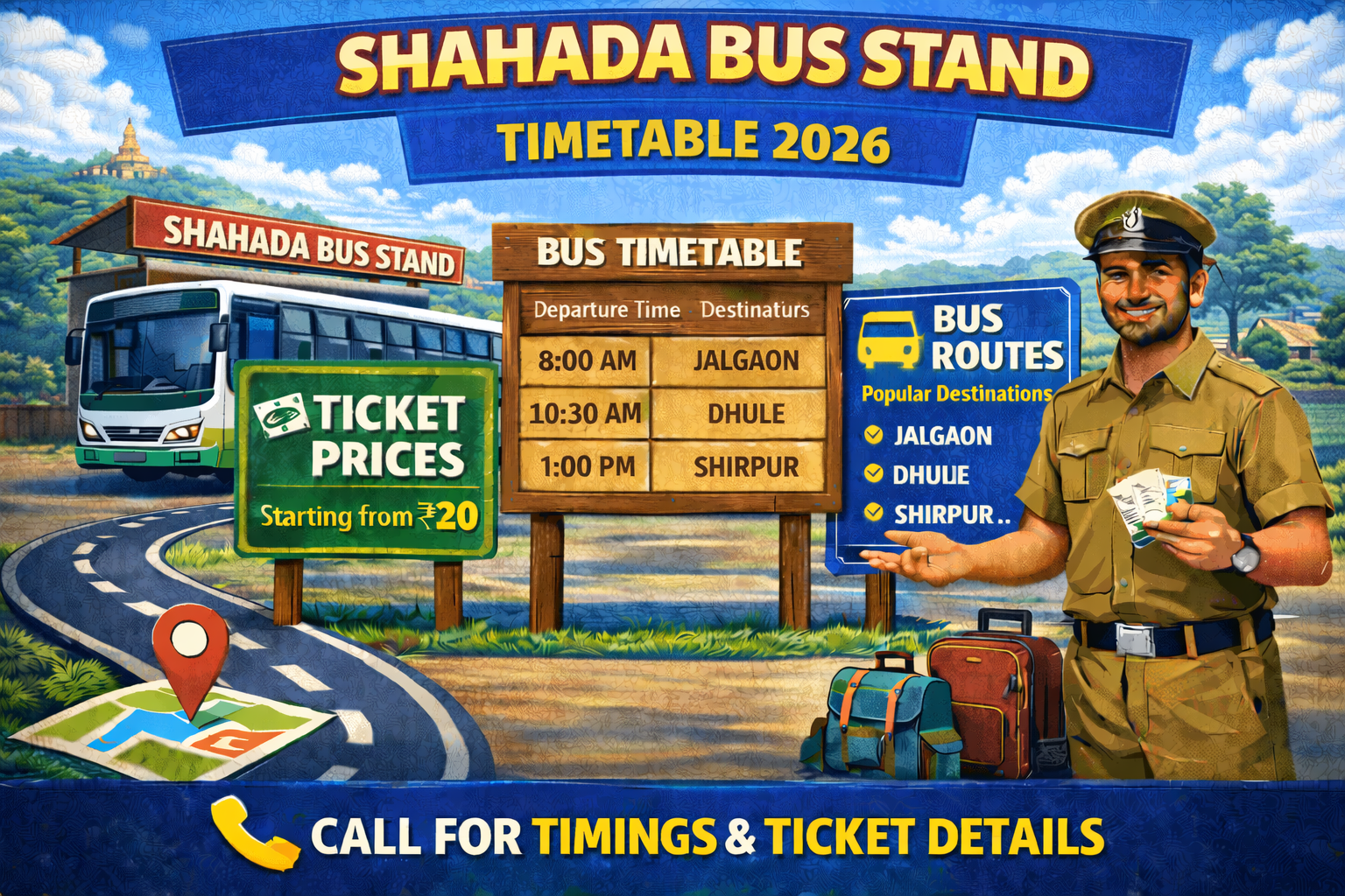 Shahada Bus Stand Timetable 2026 Phone Number | Ticket Price | Routes