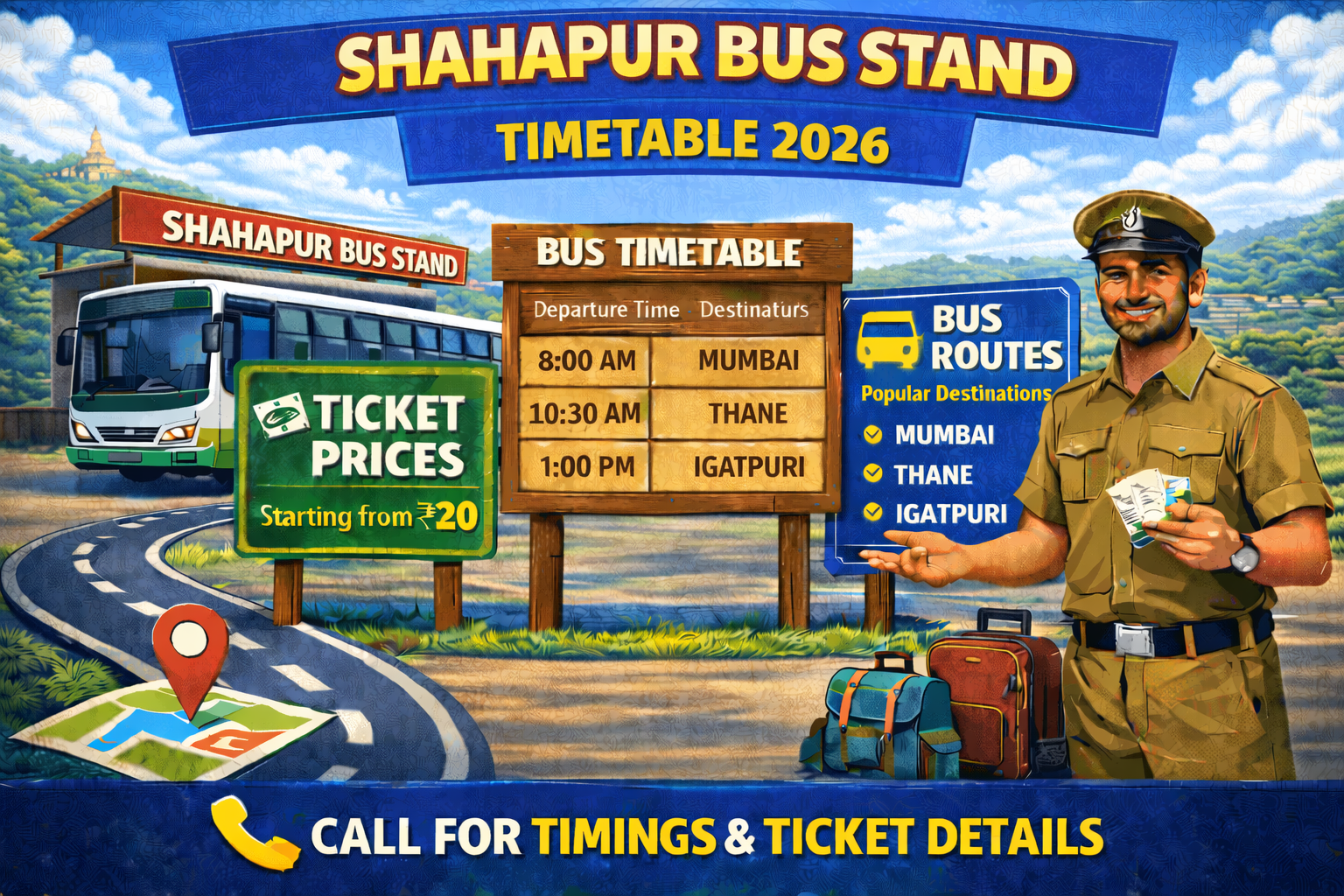 Shahapur Bus Stand Timetable 2026 Phone Number | Ticket Price | Routes