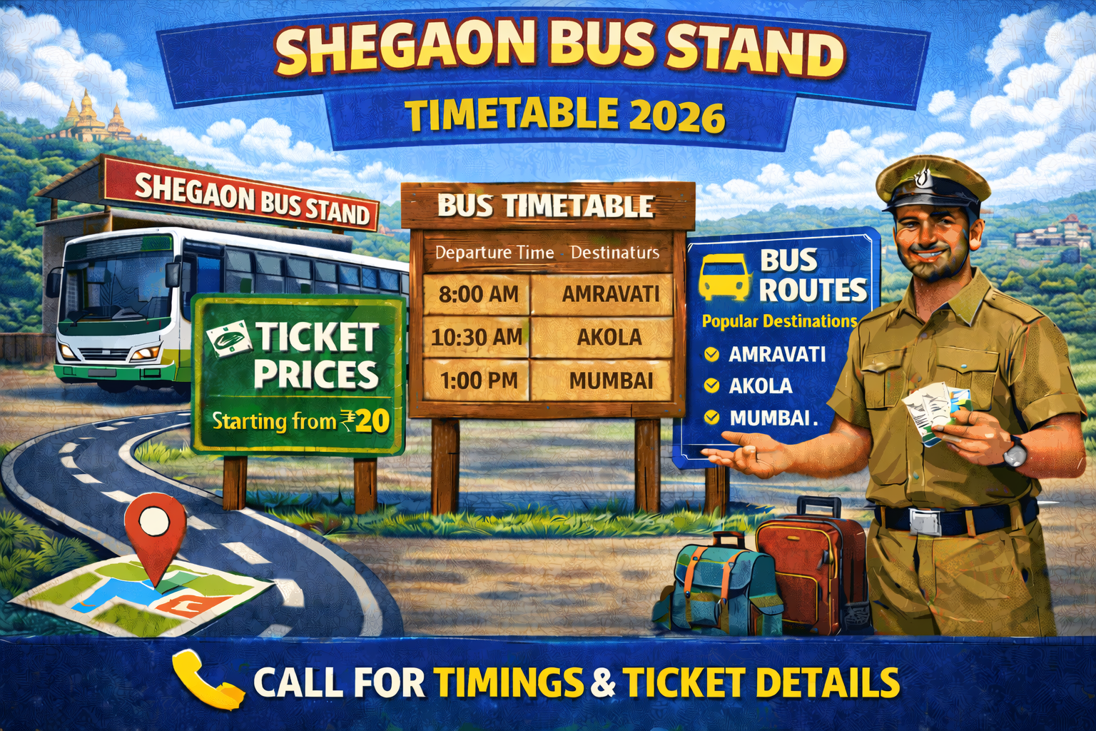 Shegaon Bus Stand Timetable 2026 Phone Number | Ticket Price | Routes