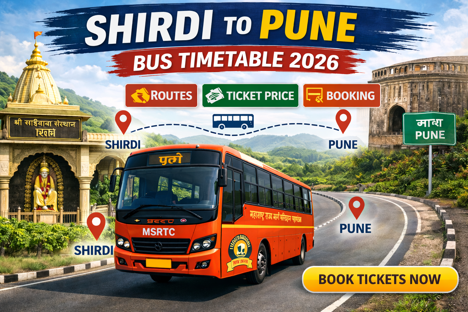 Shirdi to Pune Bus Timetable 2026 Routes | Ticket Price | Booking