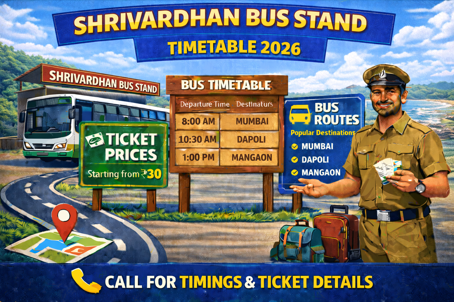 Shrivardhan Bus Stand Timetable 2026 Phone Number | Ticket Price | Routes