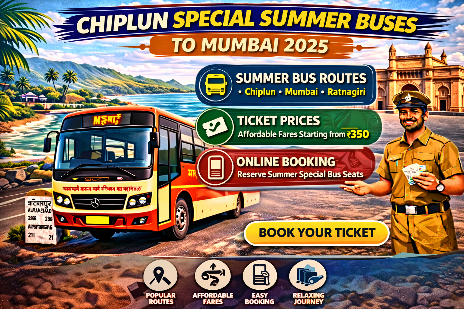 Chiplun Special Summer Buses to Mumbai 2025 Routes | Ticket Price | Booking