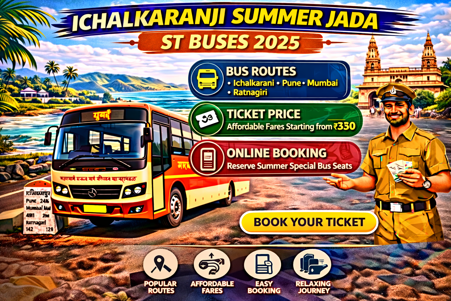 Ichalkaranji Summer Jada ST Buses 2025 Routes | Ticket Price | Booking