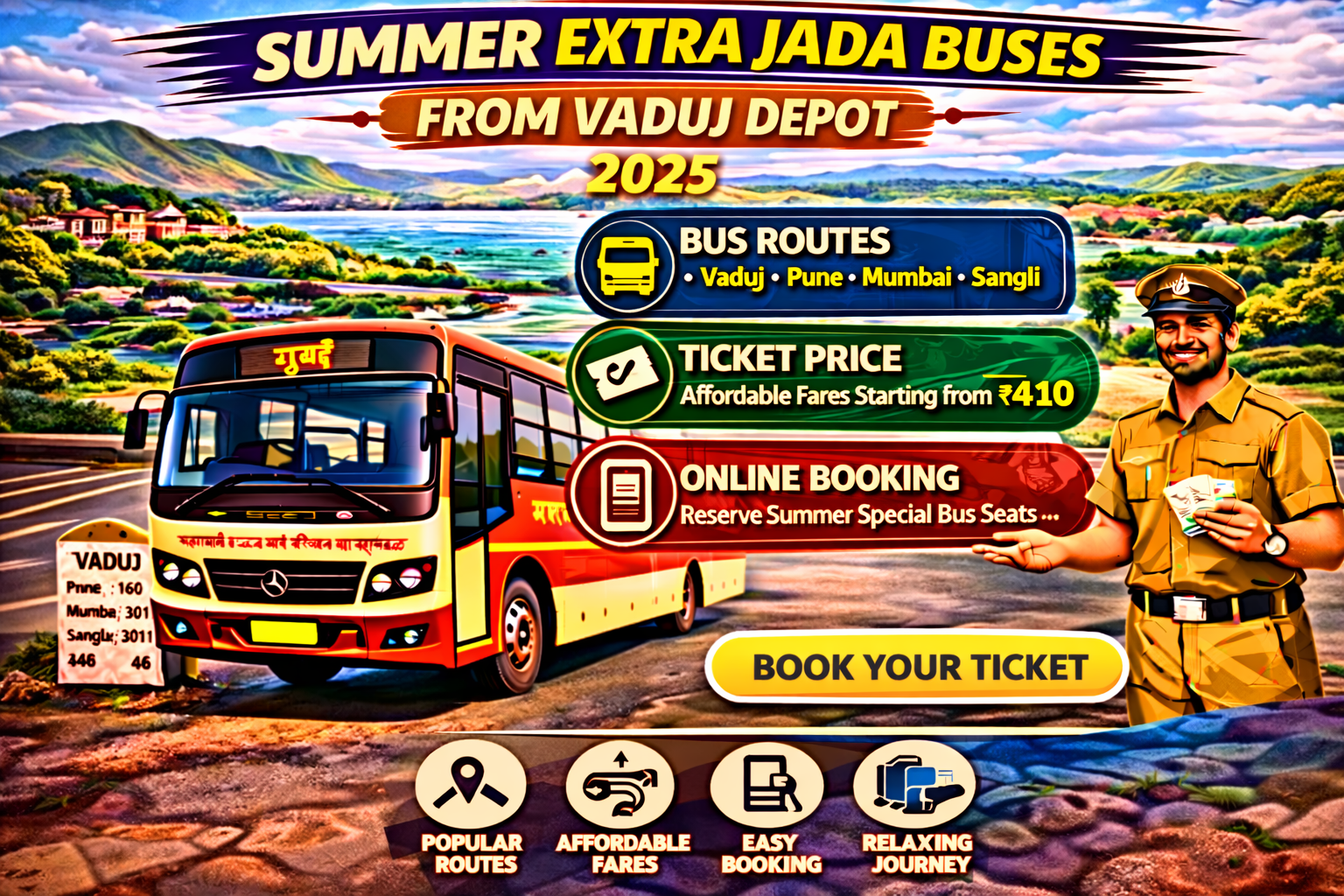 Summer Extra Jada Buses from Vaduj Depot 2025 Routes | Ticket Price | Booking