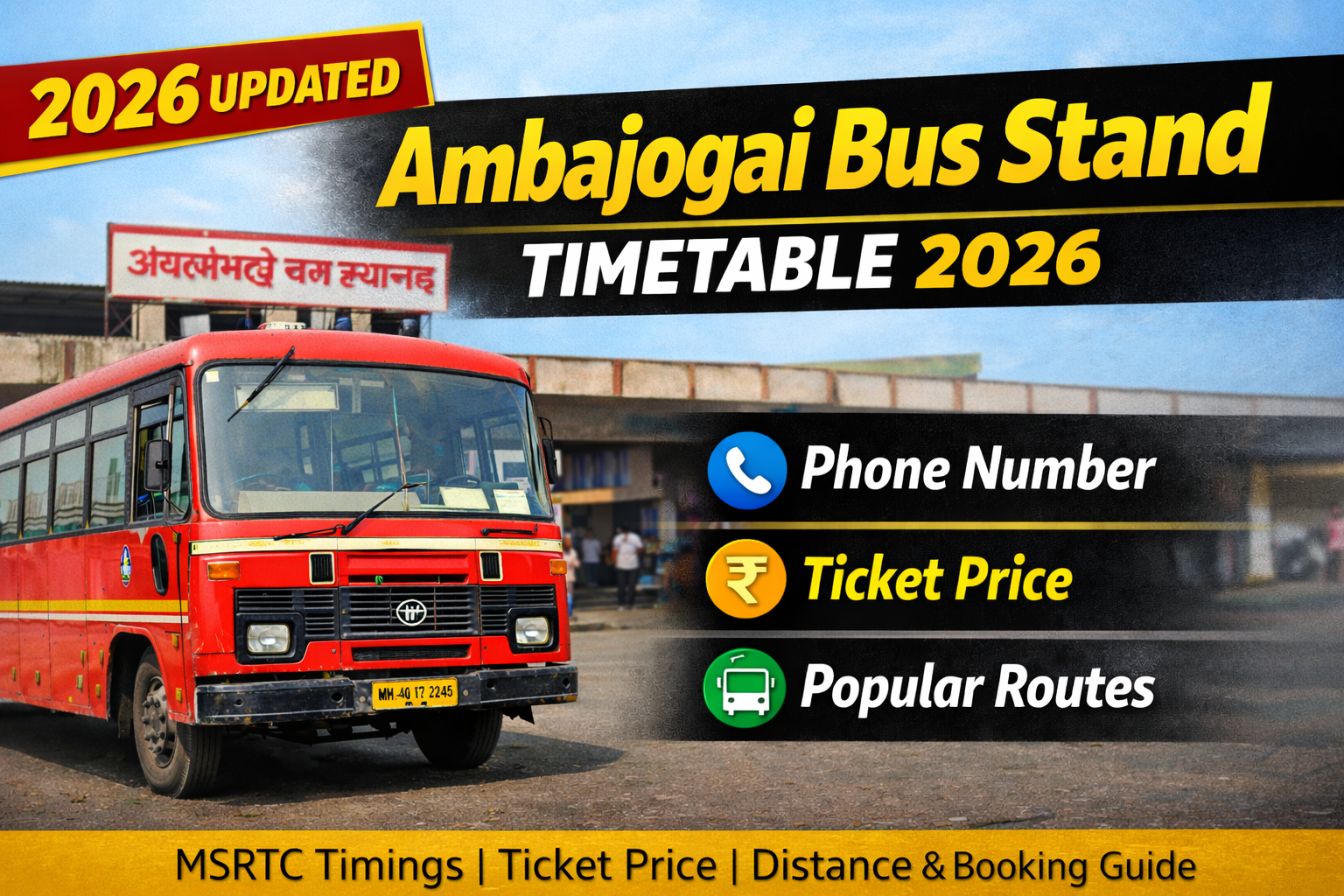 Ambajogai Bus Stand Timetable 2026