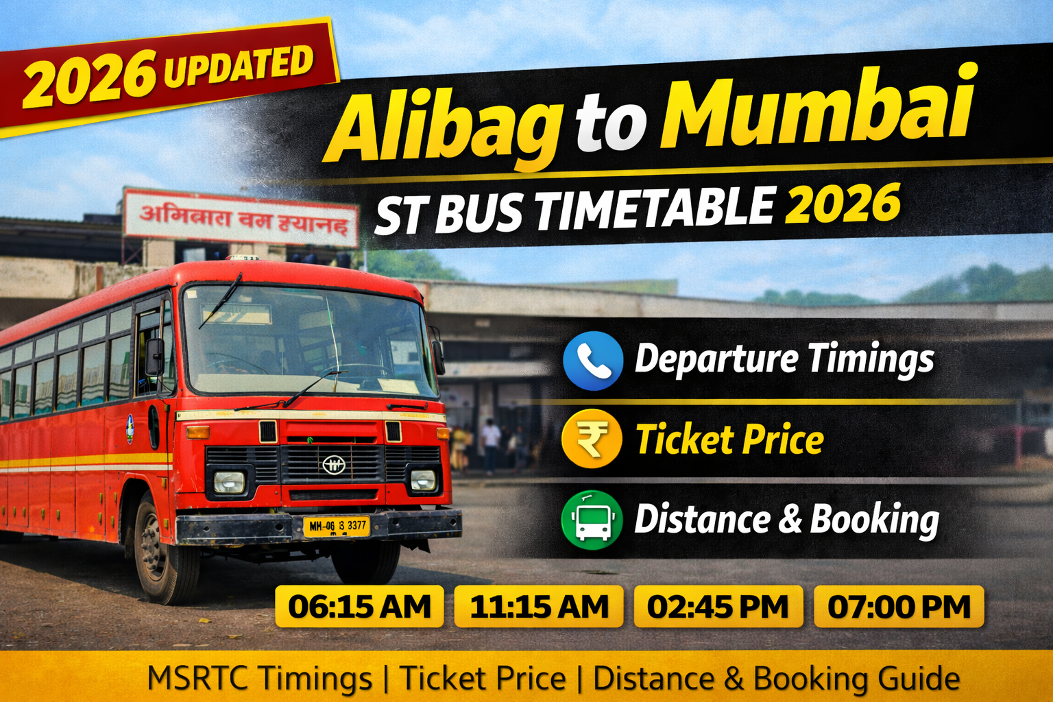 Alibag to Mumbai ST Bus Timetable 2026 | MSRTC Time Table, Ticket Price & Routes