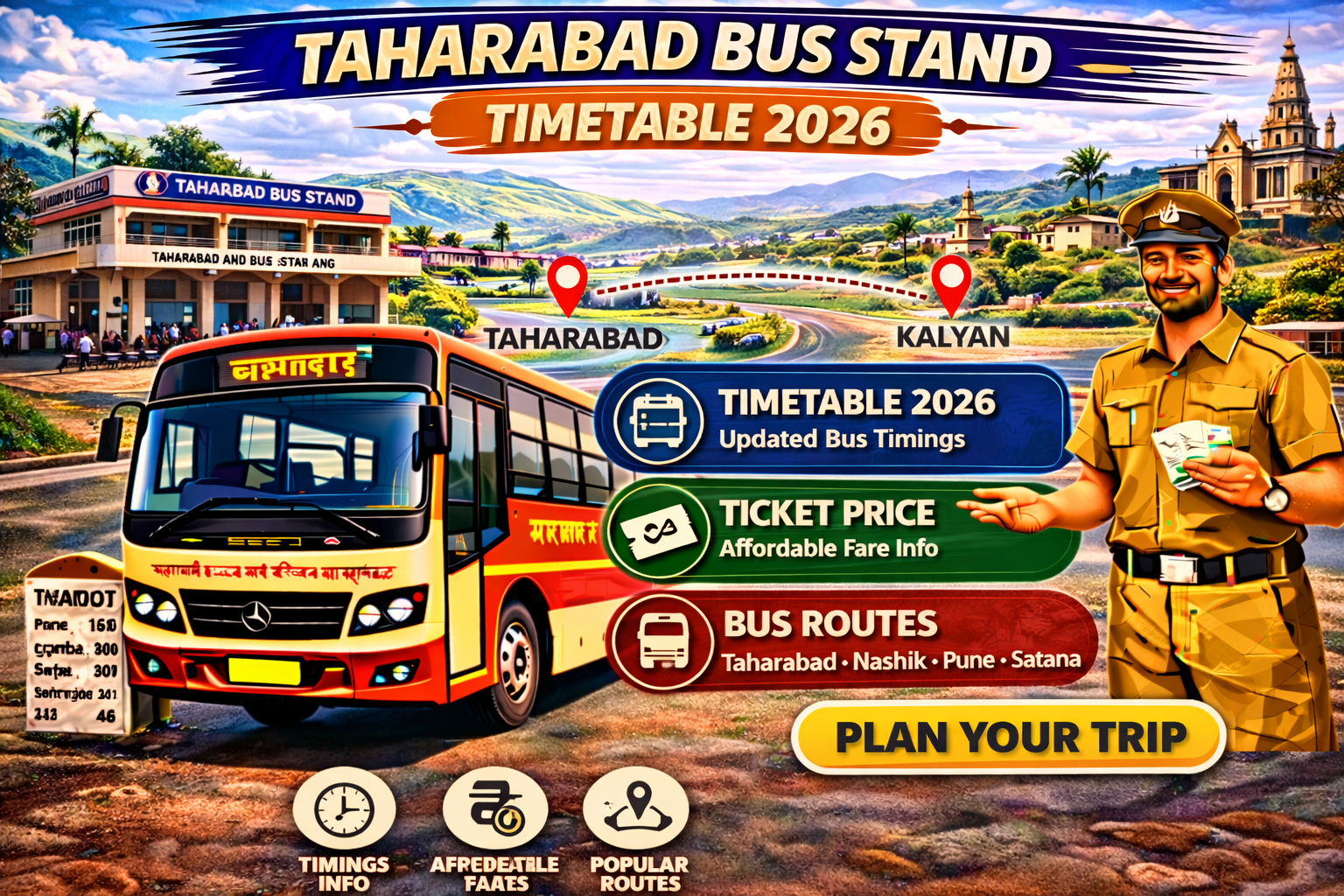 Taharabad Bus Stand Timetable 2026Phone Number | Ticket Price | Routes