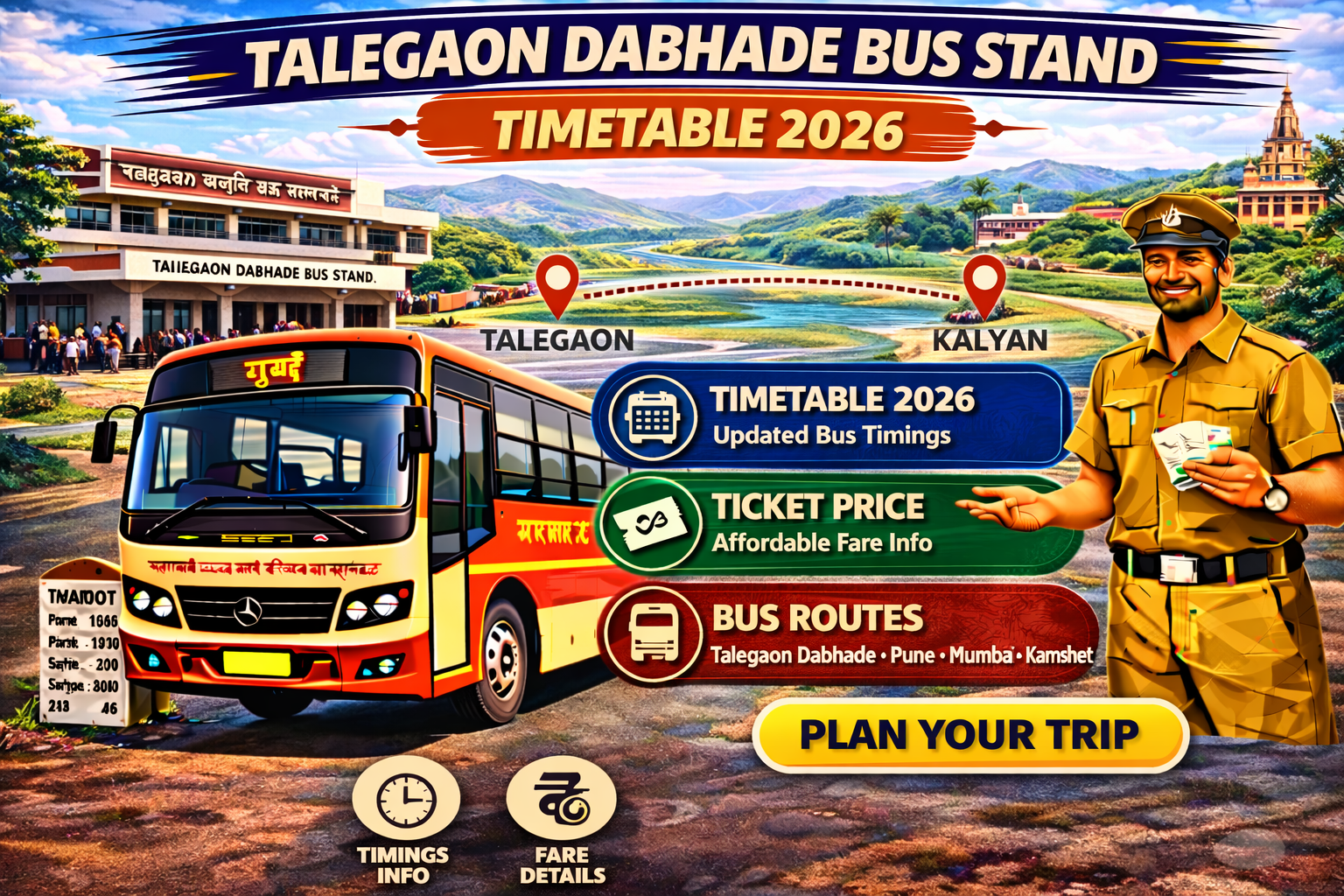 Talegaon Dabhade Bus Stand Timetable 2026 Phone Number | Ticket Price | Routes