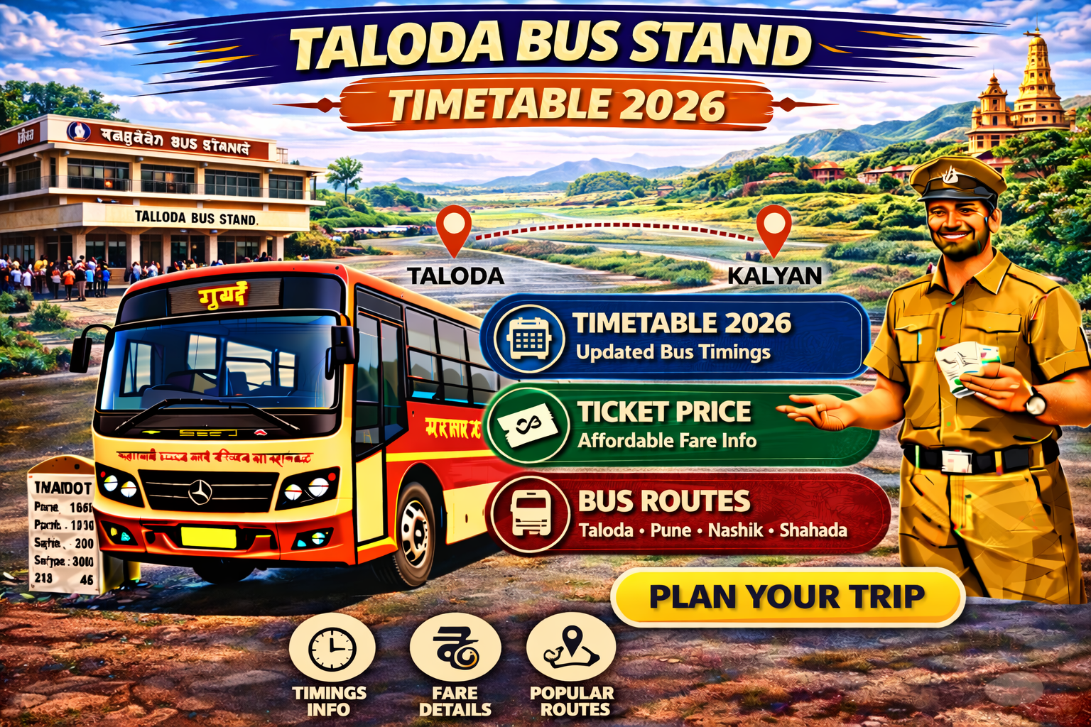 Taloda Bus Stand Timetable 2026 Phone Number | Ticket Price | Routes