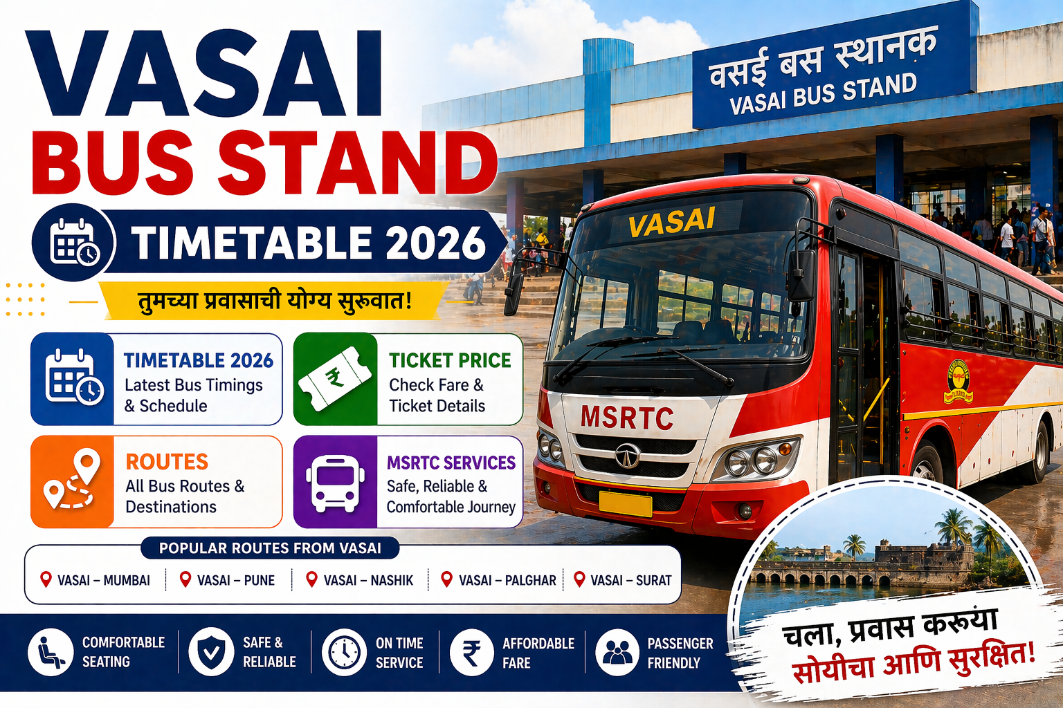 Vasai Bus Stand Timetable 2026 Phone Number | Ticket Price | Routes