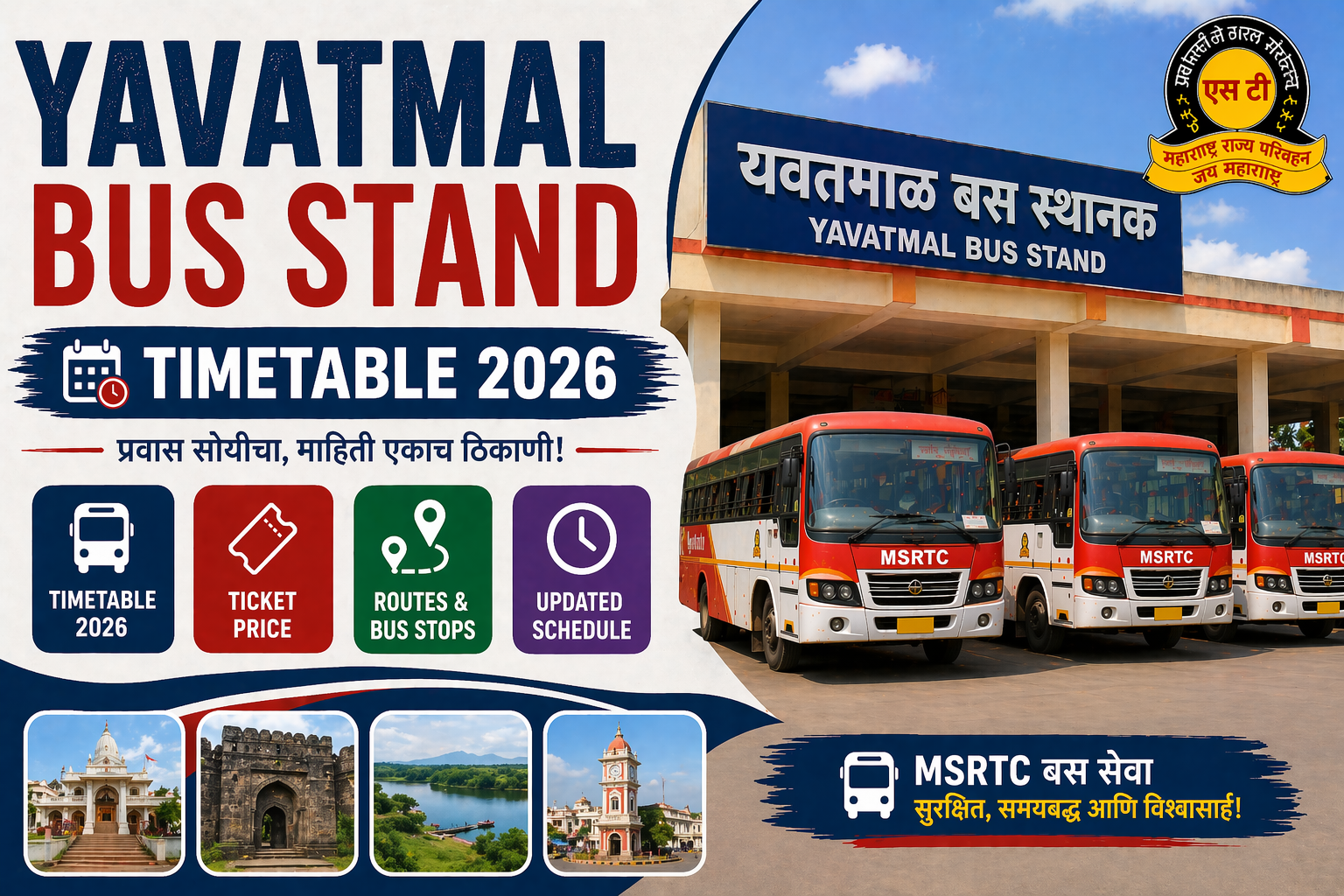 Yavatmal Bus Stand Timetable 2026Phone Number | Ticket Price | Routes