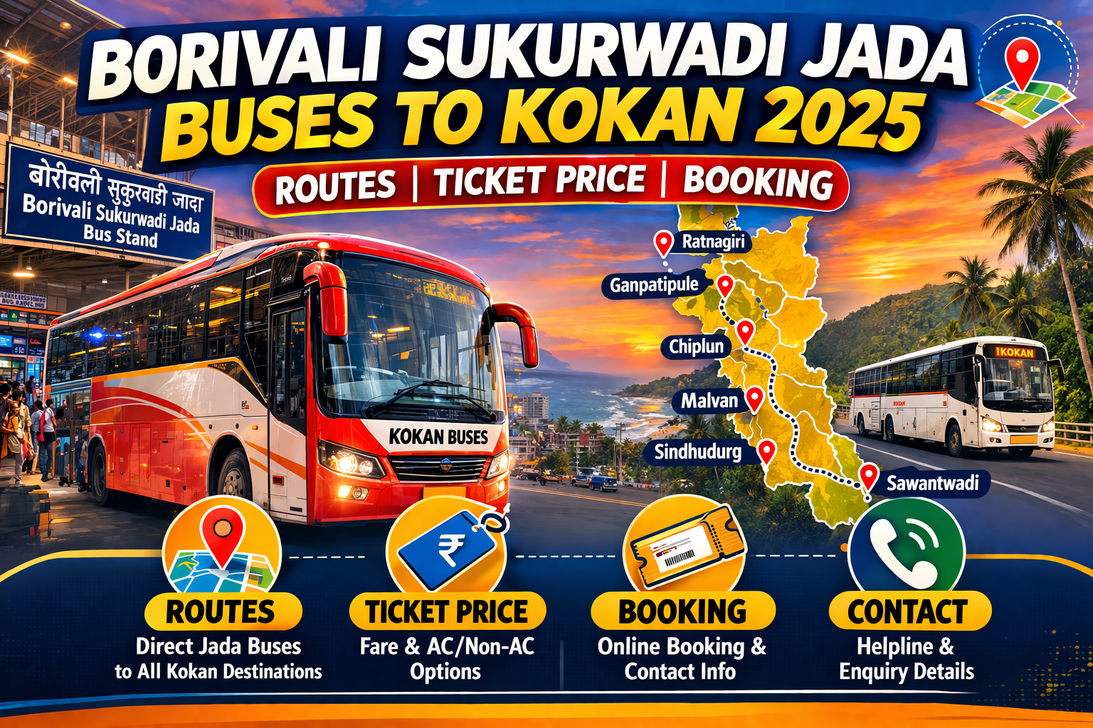 Borivali Sukurwadi Jada Buses to Kokan 2025 Routes | Ticket Price | Booking