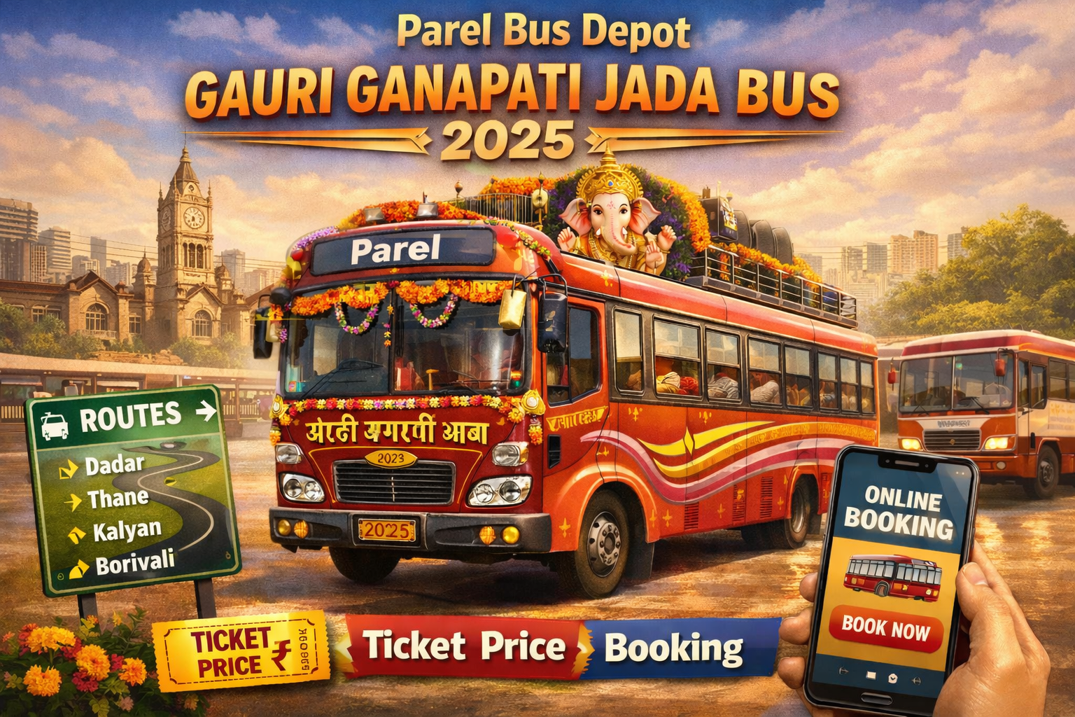 Parel Bus Depot Gauri Ganapati Jada Bus 2025 Routes | Ticket Price | Booking