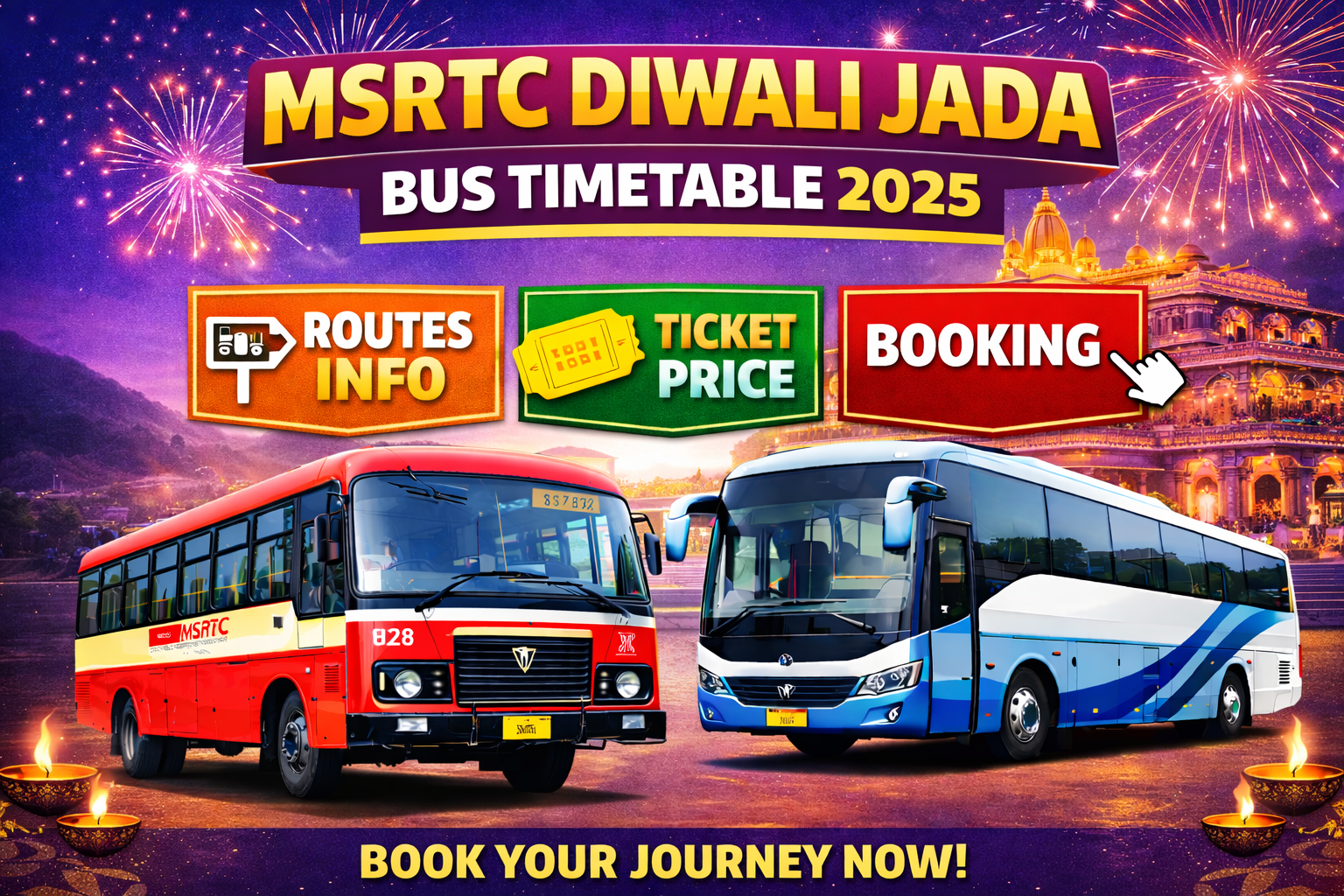 MSRTC Diwali Jada Bus Timetable 2025 Routes | Ticket Price | Booking