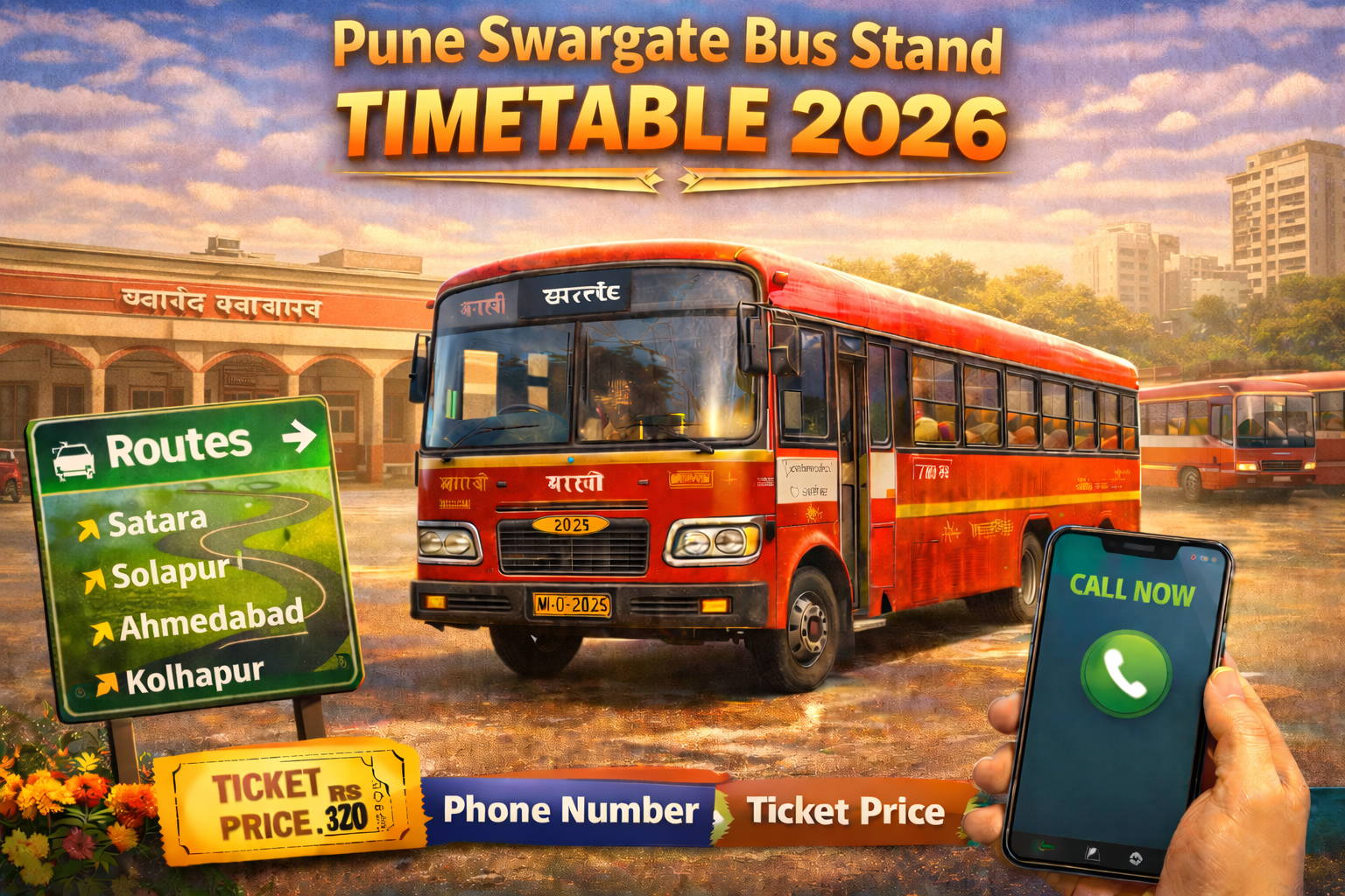 Pune Swargate Bus Stand Timetable 2026 Phone Number | Ticket Price | Routes
