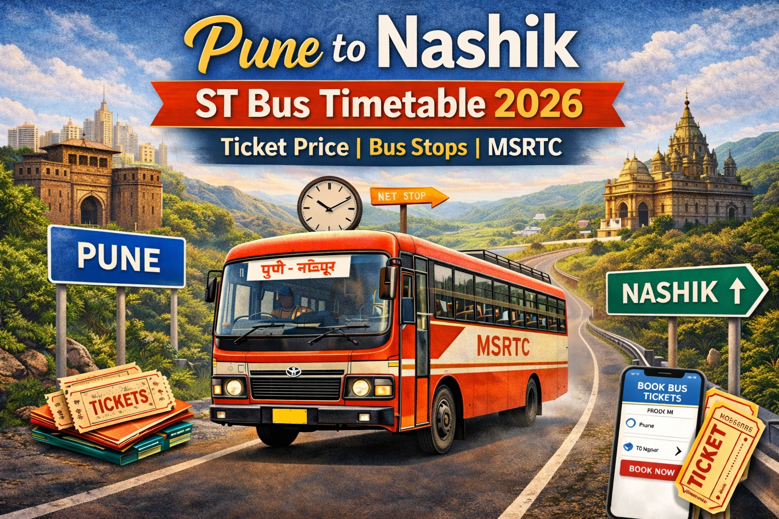 Pune to Nashik ST Bus Timetable 2026 Ticket Price | Bus Stops | MSRTC