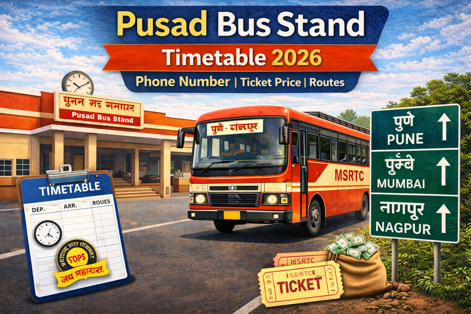 Pusad Bus Stand Timetable 2026 Phone Number | Ticket Price | Routes