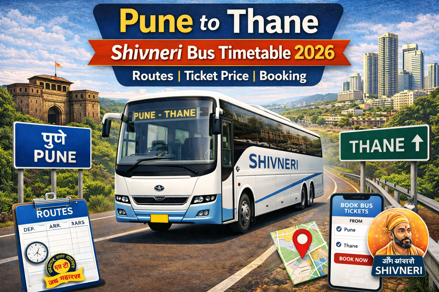 Pune to Thane Shivneri Bus Timetable 2026 Routes | Ticket Price | Booking