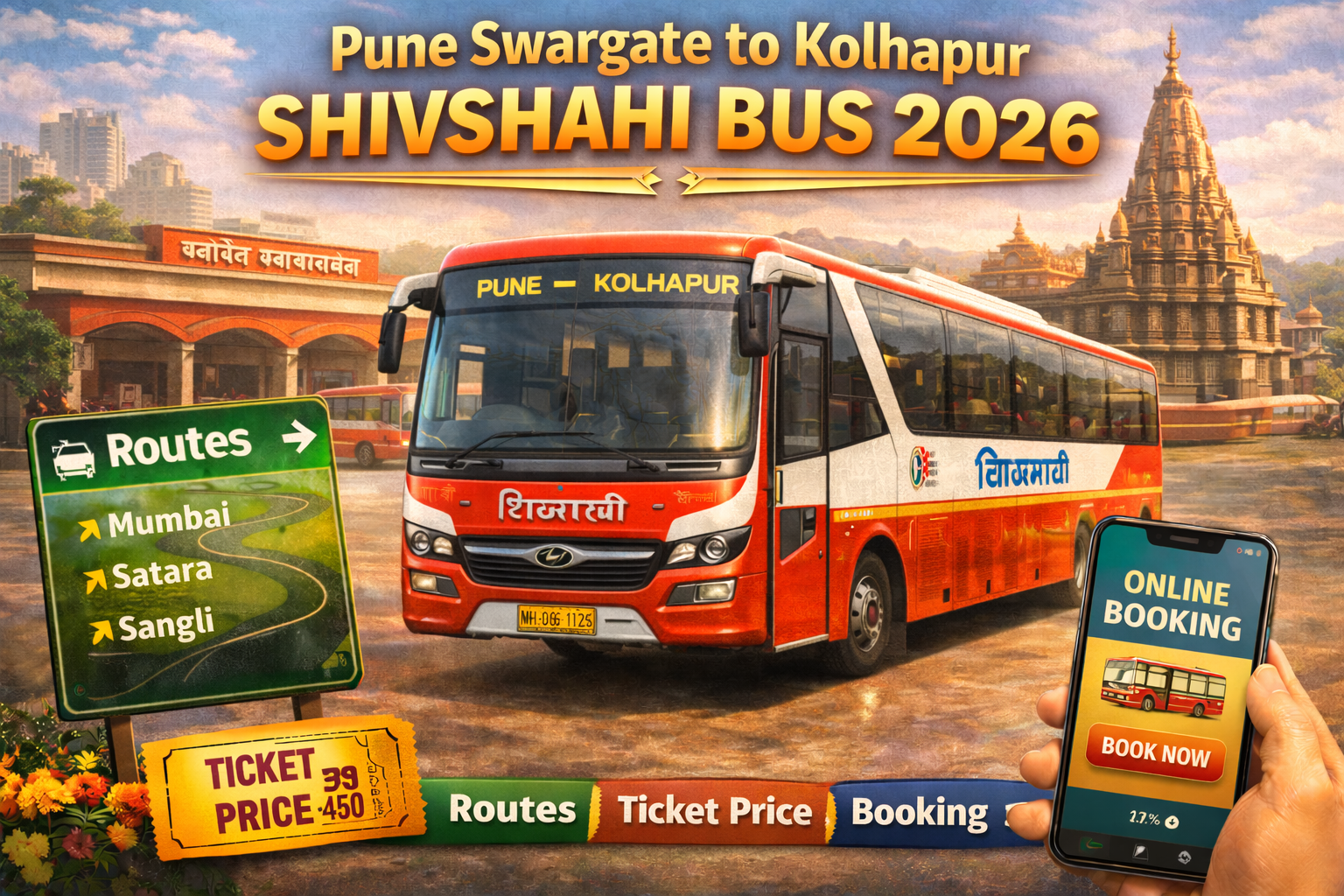 Pune Swargate to Kolhapur Shivshahi Bus 2026 Routes | Ticket Price | Booking
